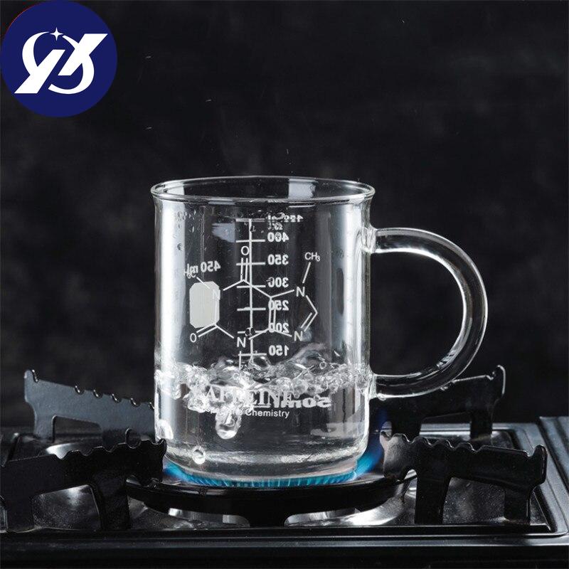 450ml Glasbecher Becher Milch Frühstück Kaffeetasse gh Hochtemperaturbeständige Tasse mit Skala Trinkgeschirr