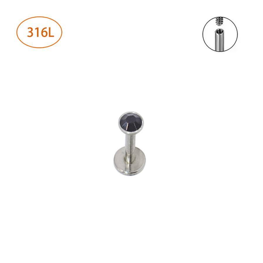 Multicolor 1.2*8mm Stainless Steel 16G Rhinestone Lip and Cartilage Stud