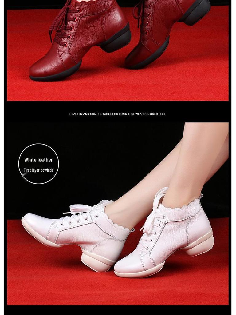 Kanghua Women's Soft Sole Cowhide Height-Increasing Dance Shoes for Modern and Square Dance - Summer Collection
