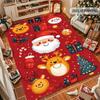 Trendy Christmas Reindeer Snowflake Plaid Print Rug Home Decor Floor Mat for Living Room Bedroom Holiday Party Decoration Carpet