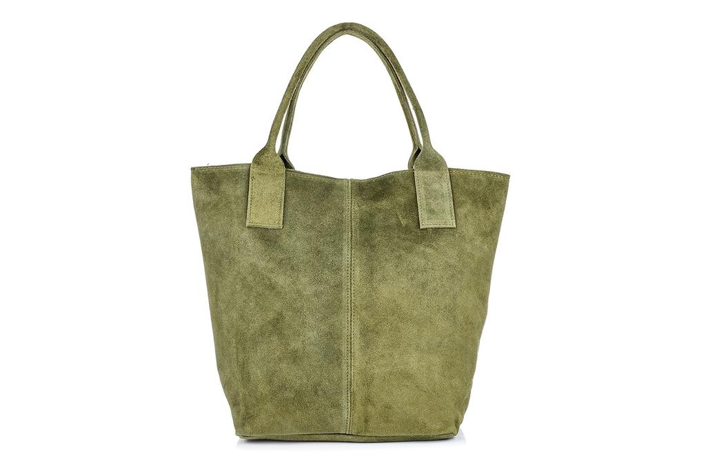 Italian Leather Suede Bag A4 With Zipper, Large