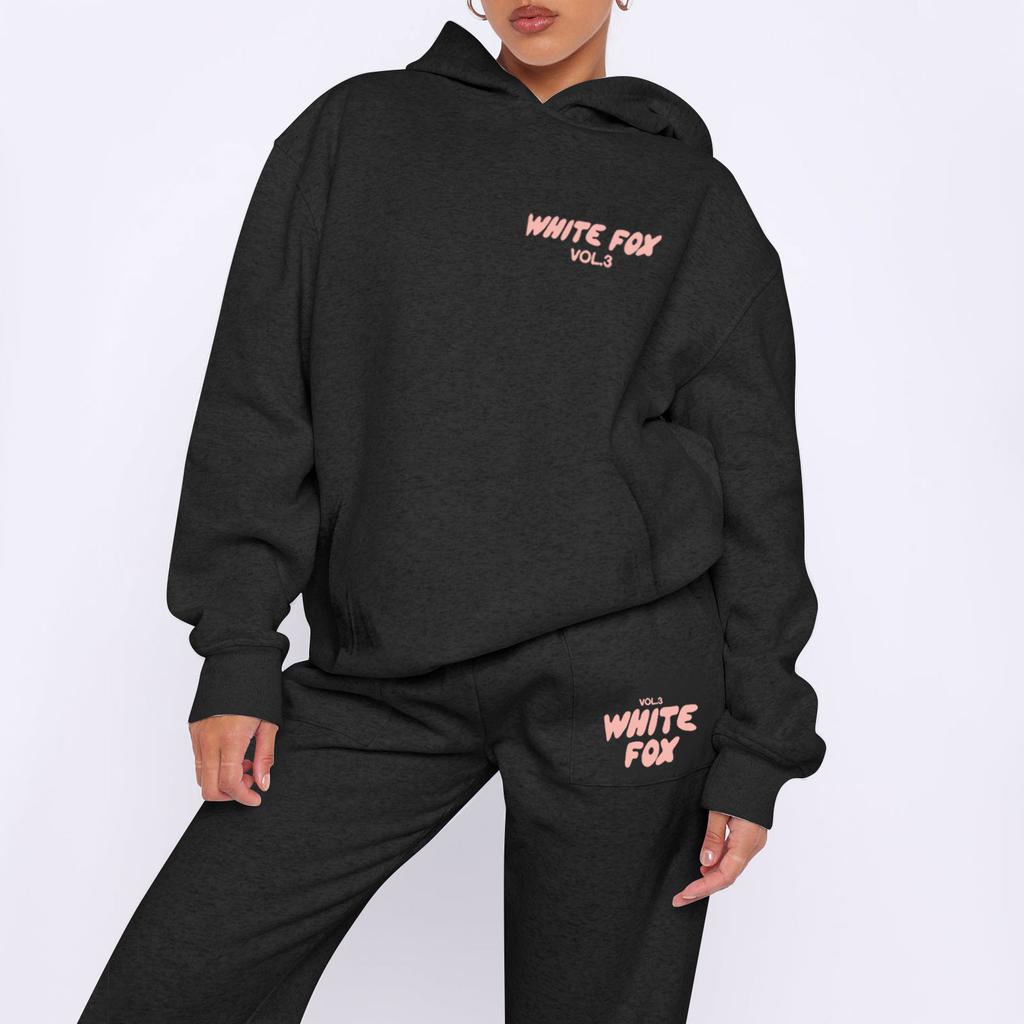 Damen Casual Zweiteiliges Set mit Kapuze, langen Ärmeln und langen Hosen, Sport-Sweatshirt-Set