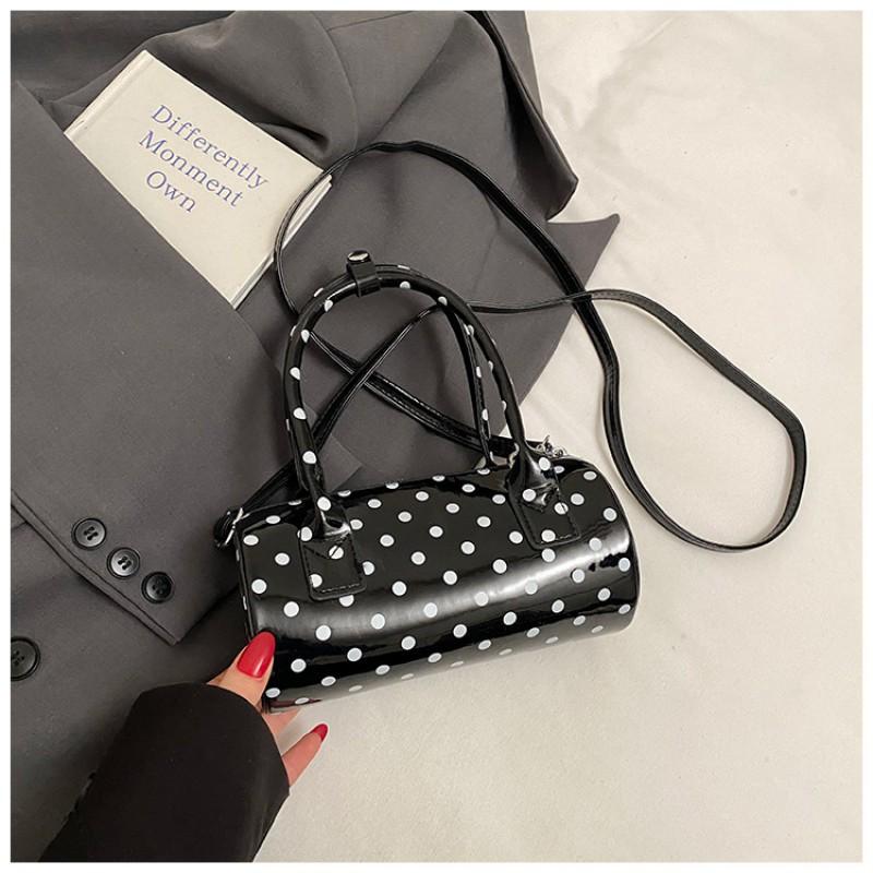 

Japanese Niche Wave Dot Handbag Boston Cylinder Small Bag Female Cute Girl Out Of Street Single-shoulder Cross-body