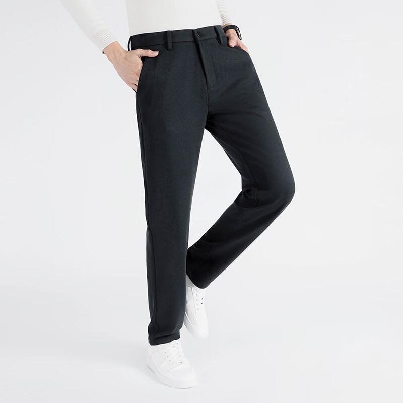 Men's Brushed Wool Blend Straight-Leg Thermal Casual Pants