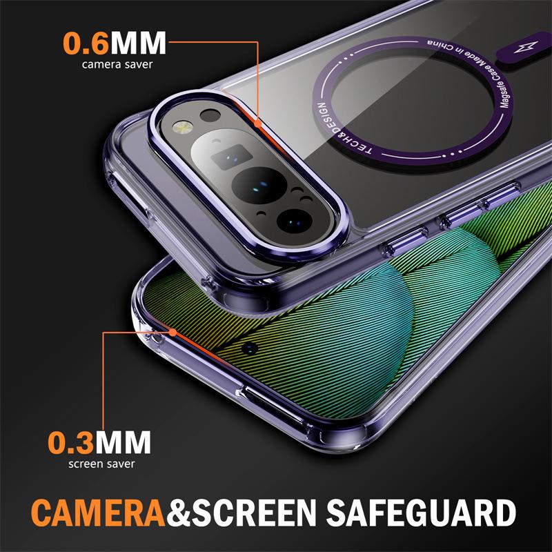 Magnetic Transparent Phone Case for Google Pixel 8, 9, 9A, 8 Pro, 10 Pro, 10 Pro XL