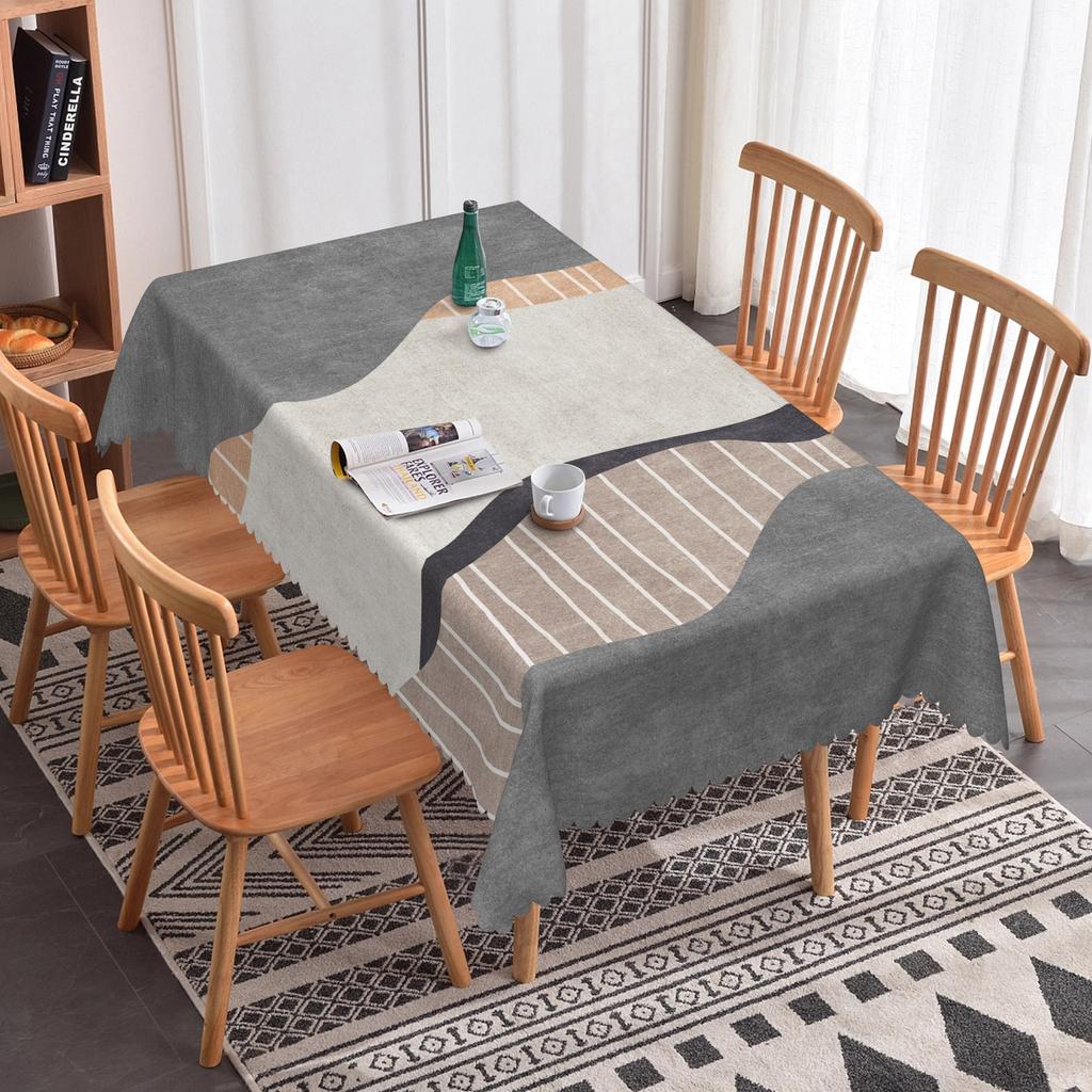 Nordic Style Simple Table Cloth Geometric Pattern Dining Room Waterproof Oilproof Rectangular Tablecloth Party Wedding Decor