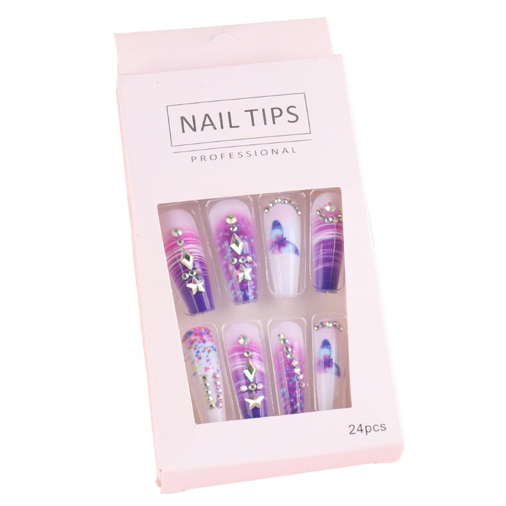 24pcs Detachable Ballerina False Nails Wearable Fake Nails Full Cover Long Nail Tips Manicure Tool Press On Nails