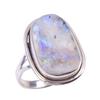 Anello in Argento Massiccio 925 Fatto a Mano con Pietra di Luna Arcobaleno Naturale Misura 9 z7G15