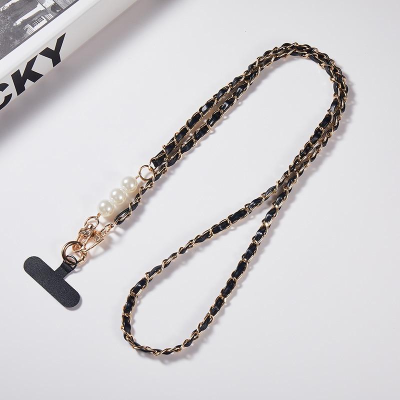 Crossbody Mobile Phone Rope Metal Mobile Phone Hanging Chain Small Fragrant Style Crossbody Mobile Phone Hanging Chain 1Pcs чёрный