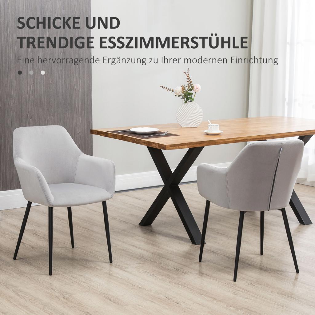 Dining Chair Set, Comfortable, 54x57x80 Cm, Light Grey