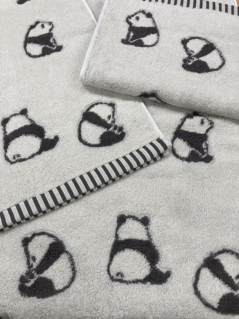 Imabari Face Panda Set of 2 One Made In Soft and Gentle On the Skin Towels, Print, (One Pink, Ivory, Approx. 34x80cm), Japan, Absorbent,