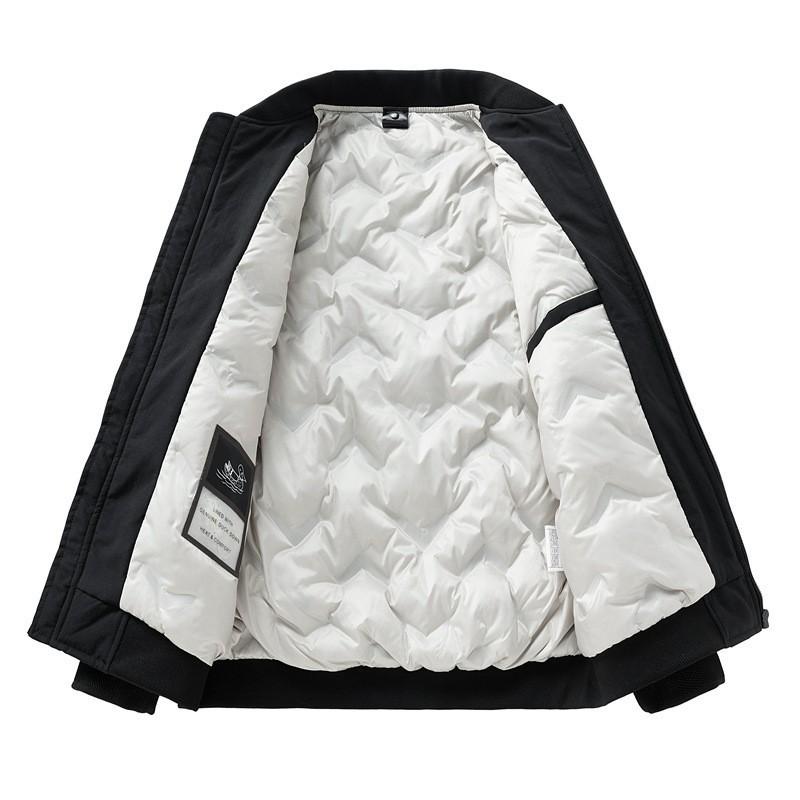 Mens Winter Down Jacket 90% White Duck Warm Puffer Coat With Baseball Collar Anti-Wrinkle Loose Fit