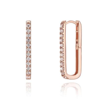 ELLE Jewelry 14K Line Square One-Touch Earrings (Gold Pin) ELGPEE442