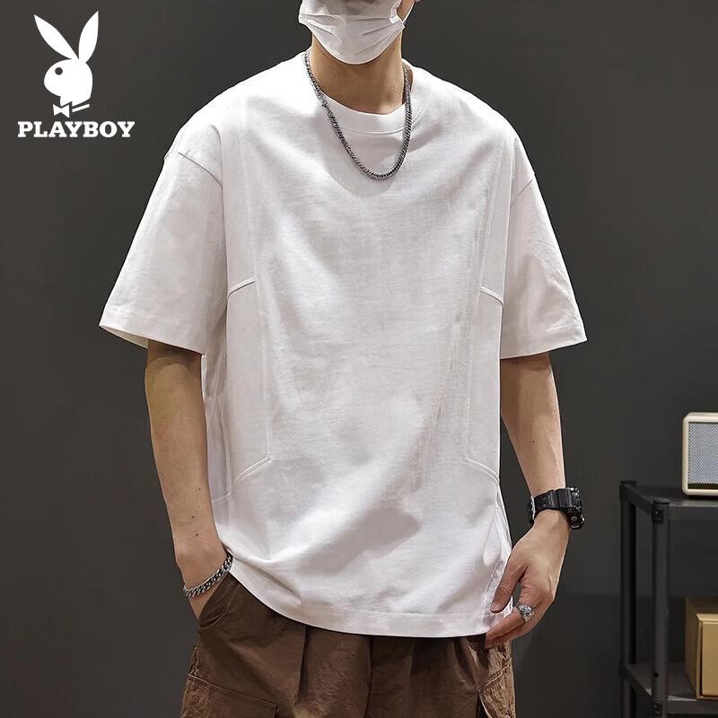 Мужская летняя футболка Playboy 2026, тяжелый хлопок, короткий рукав 5XL