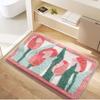 Ultra-Soft Bath Mat with Non-Slip TPR Backing and Quick-dry Design, Thick Flocked Microfiber Flower Bathroom Rug Doormat