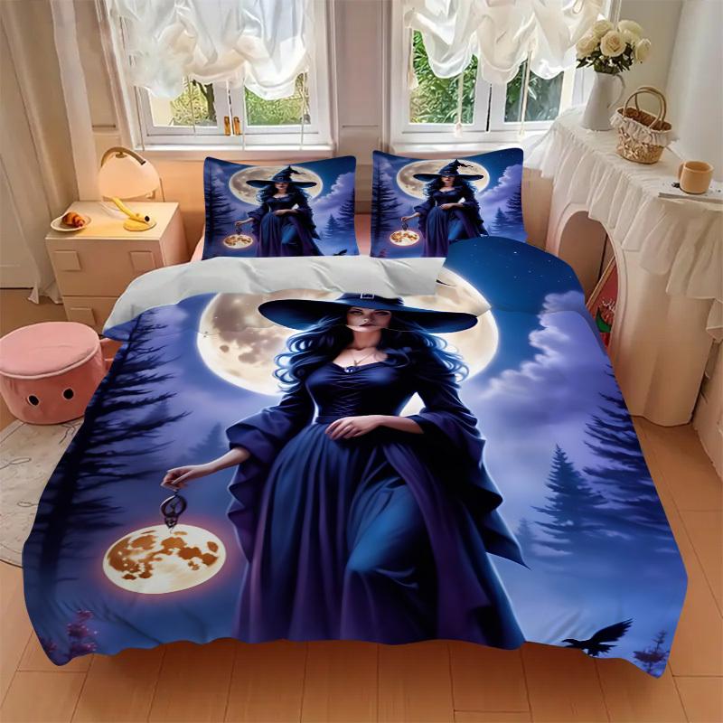 3pcs Witchcraft, Moonlit Magic Duvet Cover Set, Cover For Bedroom Guest Room (1 Duvet Cover + 2 Pillowcase, Without Quilt),  yy250922227