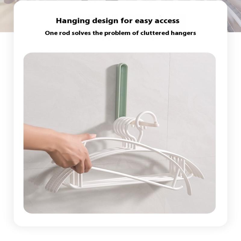 Folding Hanger Storage Rack No Punching Wall Hanging Home Balcony Dormitory Wardrobe Drying Rack Clothespin Collector