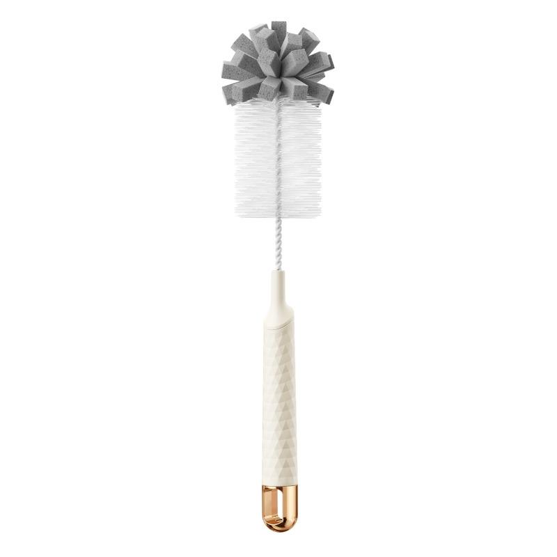 2 In 1 Long Handle Sponge And Brush Cup Cleaner, Heavy Duty Plastic Bottle Scrubber For Kitchen, Baby Bottle And Thermos