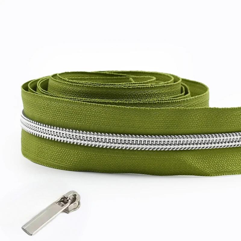 Cintas de Cremallera de Nylon #5 de 1/2/3/4/5 Metros con Deslizadores Cremalleras de Espiral Bolsa Cartera Bolsillo Tiradores de Cremallera Kit de Reparación de Cabezal Accesorios de Costura