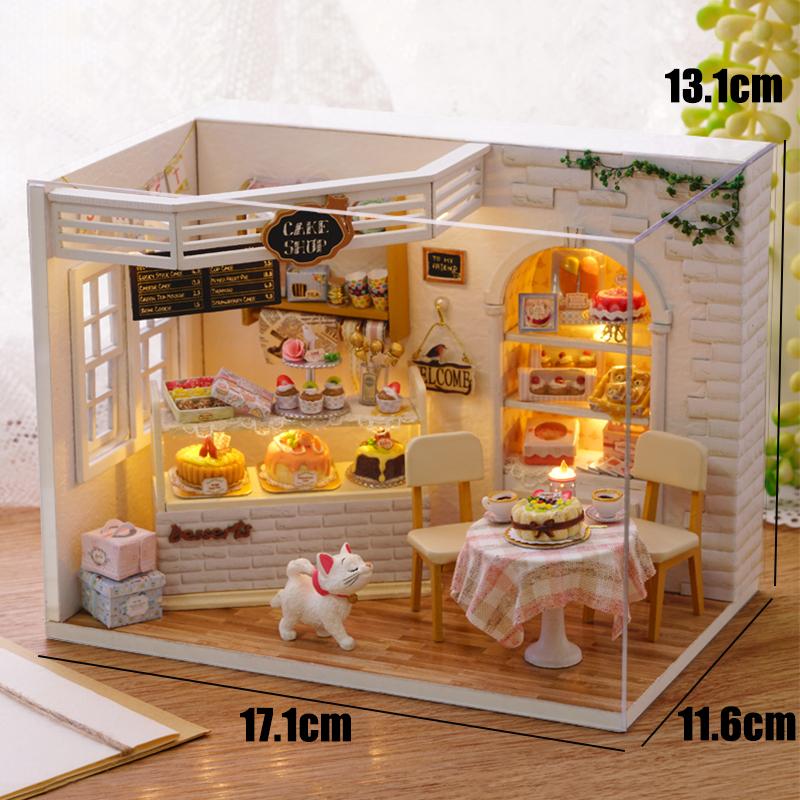 Kitten Mini Doll House Model Building Assembled House Home Kit Creative Room Bedroom Decoration with Furniture Birthday Gifts