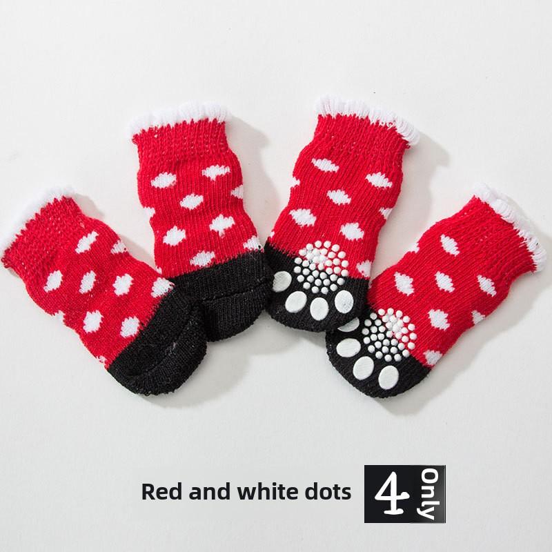 Pet Socks, High-quality Non-slip Bottom, Puppy Dog Socks, Dog Foot Covers, Teddy Poodle Cotton Socks, 4 Packs