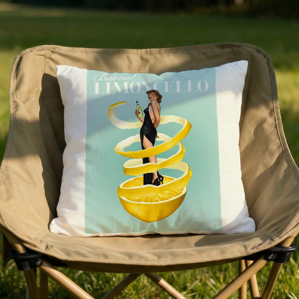 Limoncello Cocktail Cushion Cover Soft Reversible Durable Pillow Cover MultiScene Use for Home Car Daily Comfort