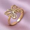 1/5Ppcs/Lot Real Gold Plated Stainless Steel Rings For Women Men Accessories Open Adjsutable Chunky Butterfly Heart Ring Anillos