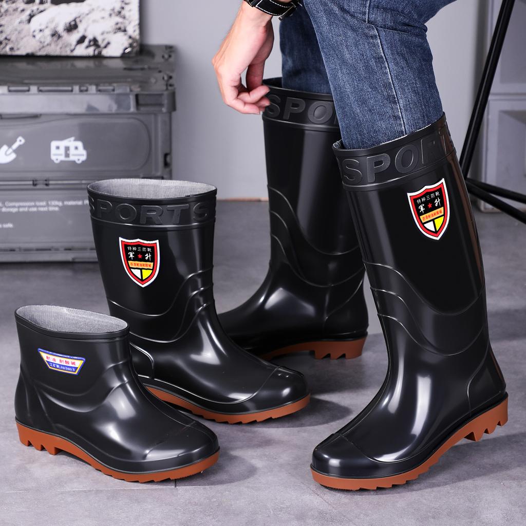 Thickened tall tube beef tendon waterproof rain shoes wear-resistant rain [36-50 extra large size]