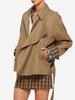 Vintage Double-Breasted Plaid Trench Coat for Women