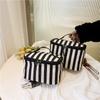 2026New Striped Black and White Fabric Cosmetic Bag, Portable Makeup Organizer, and Toiletry Bag