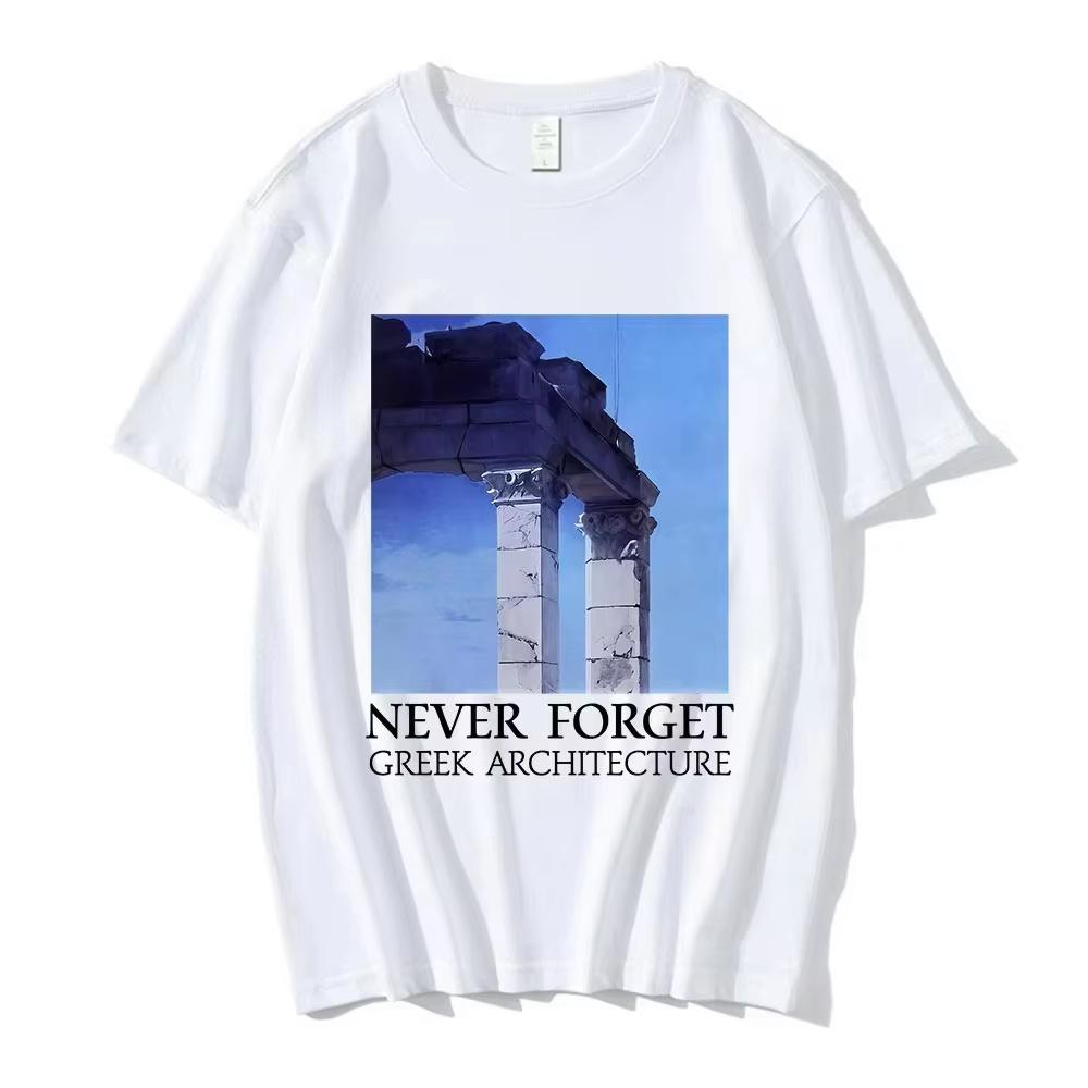 NON DIMENTICARE L'ARCHITETTURA GRECA Magliette Unisex Donna Oversize Manica Corta Girocollo T-shirt Moda Unisex Streetwear Top