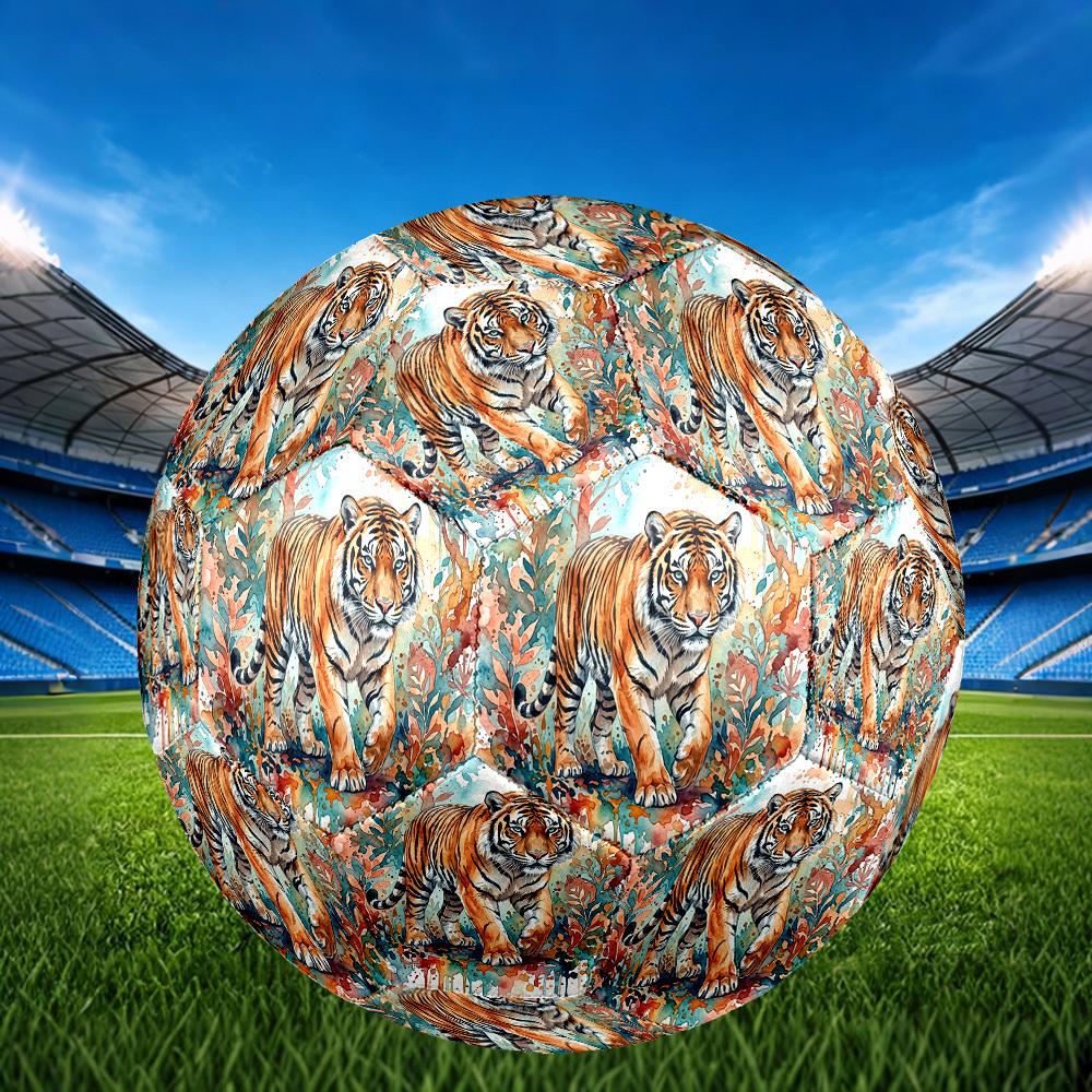 1pc Tiger Watercolor Art Theme Soccer Ball Football, Size 5, Lightweight PVC, Outdoor Training Soccer Ball,Sports Gift T61421