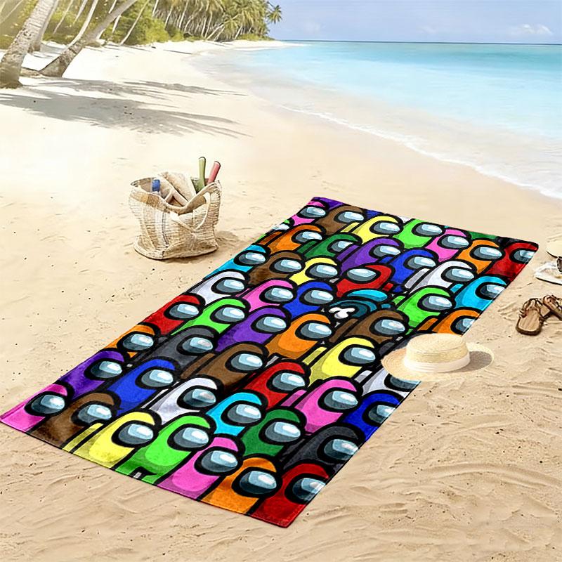 Among Us Print Strandtuch, Großes Weiches Schnelltrocknendes Handtuch für Strand Camping Schwimmen