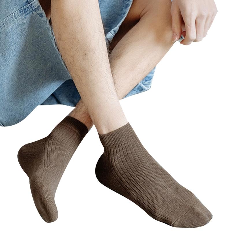 Solid Color Men Sock Spring Autumn Casual Basic Stocking Vertical Stripes Breathable Comfortable Casual Sports Socking