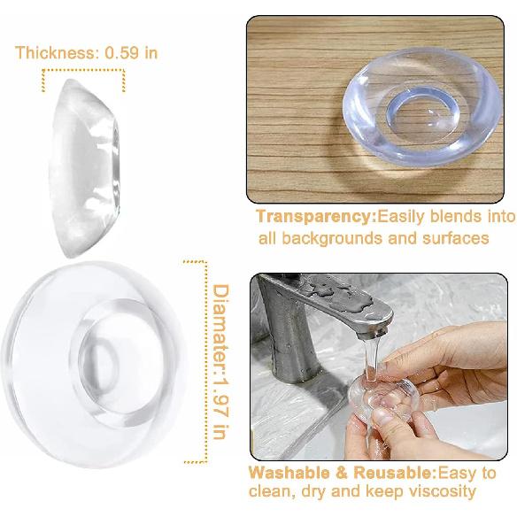 Door Stopper Wall Protector, Adhesive Bumper Protector, Reble Rubber Door Stops from Door Knobs, Shock Absorbent Wall Shield for Door Handle (Clear-4
