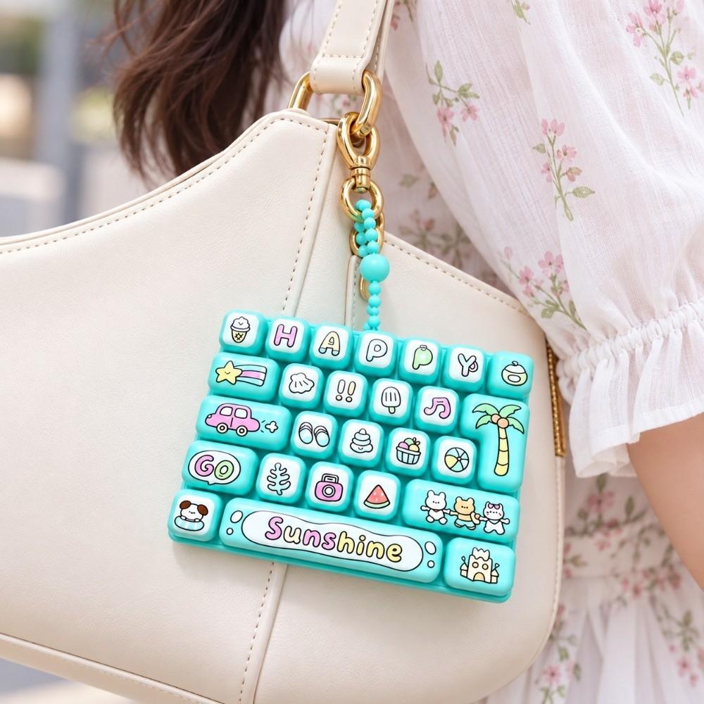 Transparent Dual-Tone Decompression Button Toy Cute Design Keyboard Keychain Bag Accessory