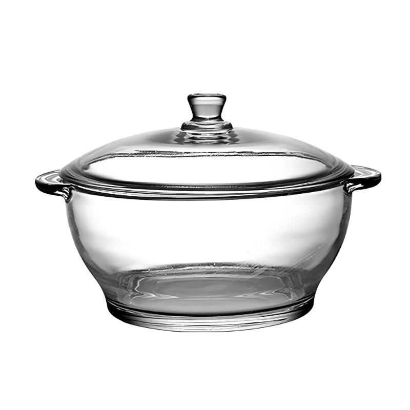 Clear Glass Casserole Bowl for Microwave Reheating, Soup Service, Porridge Serving, and Regular Kitchen Use Daily