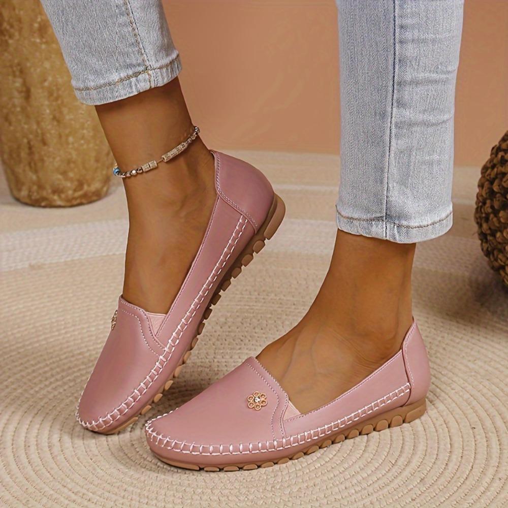 Ladies' Casual Shoes, Anti Slip Soft Soled Shallow Mouth Loafers, Spring and Summer Styles, Lightweight and Comfortable Flat Shoes for One Foot