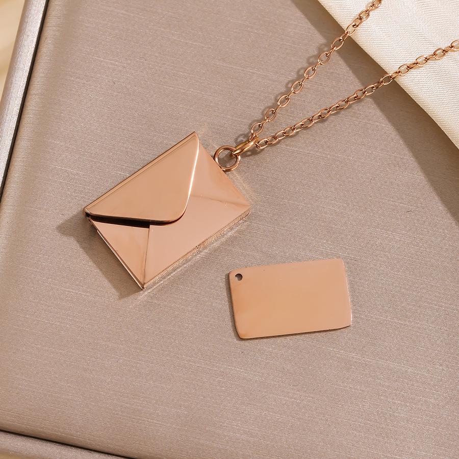 Love Letter Envelope Pendant Couple Necklace - European & American Style, Titanium Steel, Creative Design