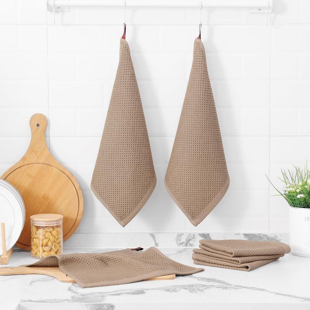 Weiche und saugfähige Baumwoll-Geschirrtücher Schnell trocknend 12 x 12 Zoll Lappen Waffelmuster Handtücher Küche