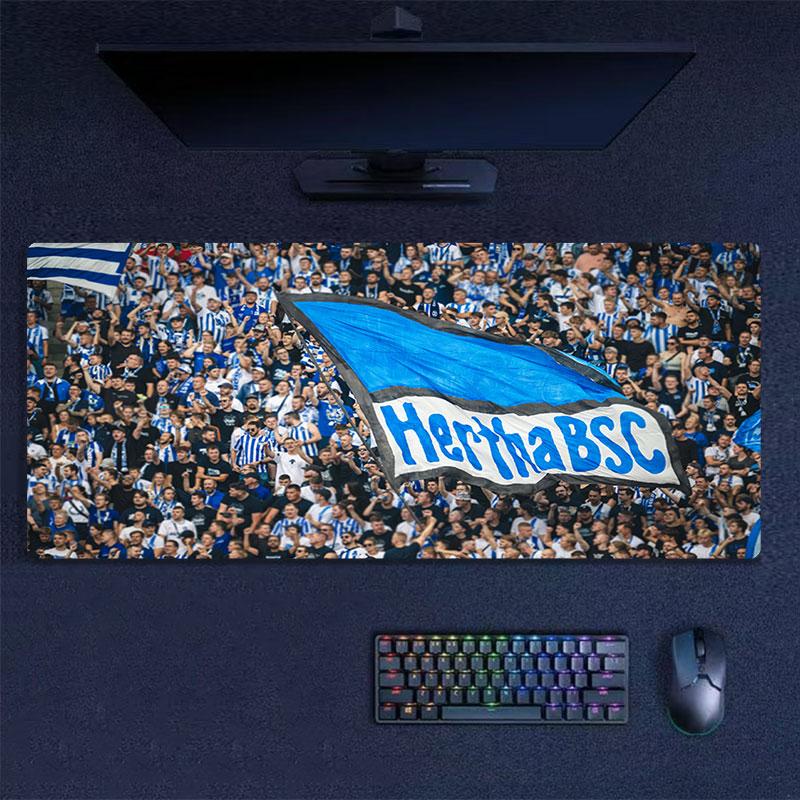 Hertha logo Mouse Pad, Large Gaming Desk Mat, Non-slip XXL Mousepad for Laptop & Tablet, Mini PC Playmat with Stitched Edges