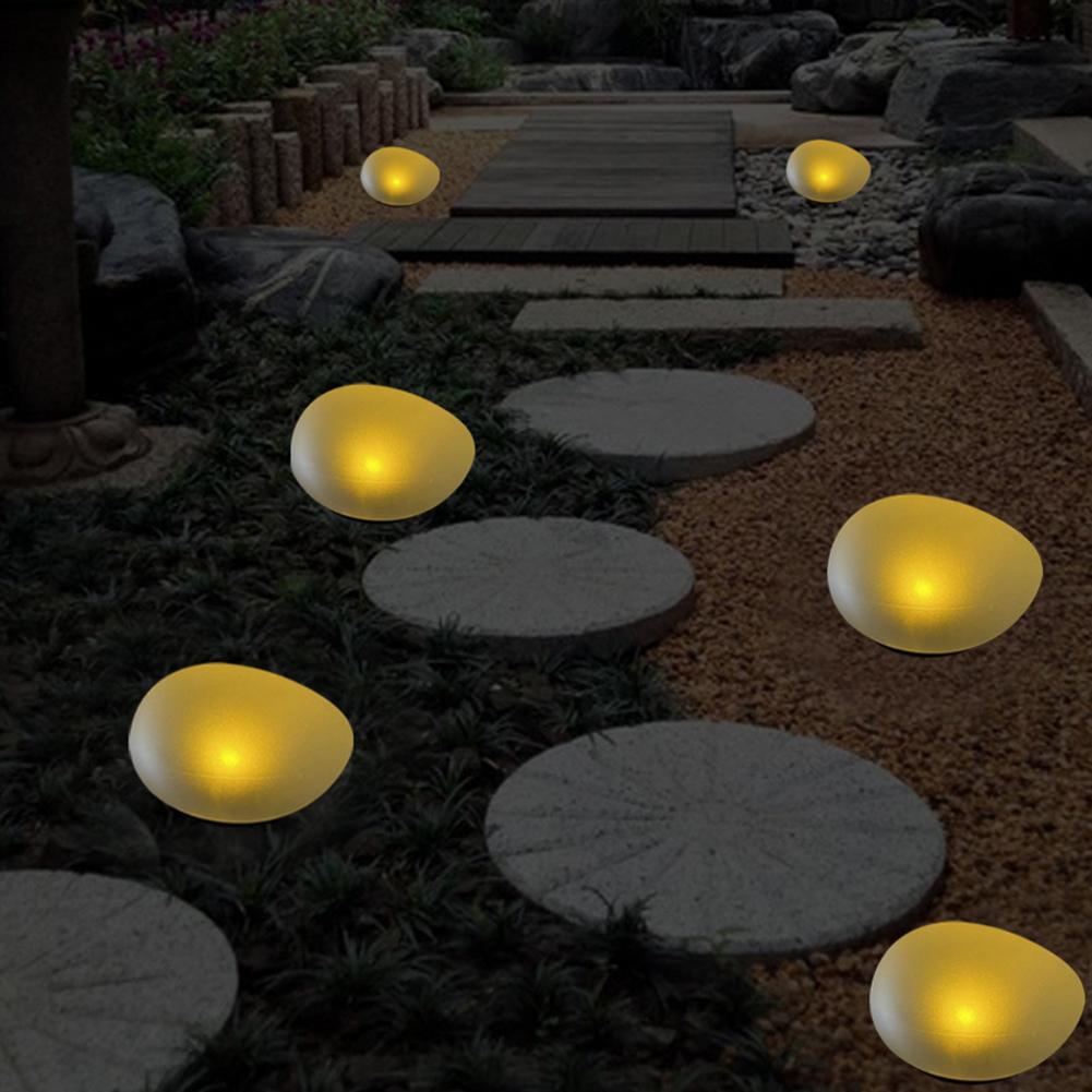 Glow Cobble Stone IP55 Waterproof Solar Floor Light 600mAh Garden Lawn Light Last Up To 8H Solar Cobble Stone Lamp for Yard Lawn