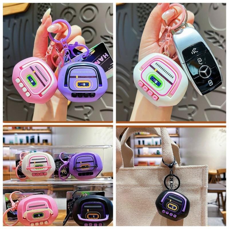 Vintage Cassette Recorder Design Keychain Soundable Hanging Ornament Fun Backpack Charm Gift for Children Students Party Favors and Classroom Rewards