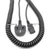 PU Spiral Spring Cable Reel with Universal Standard Power Plug Connections