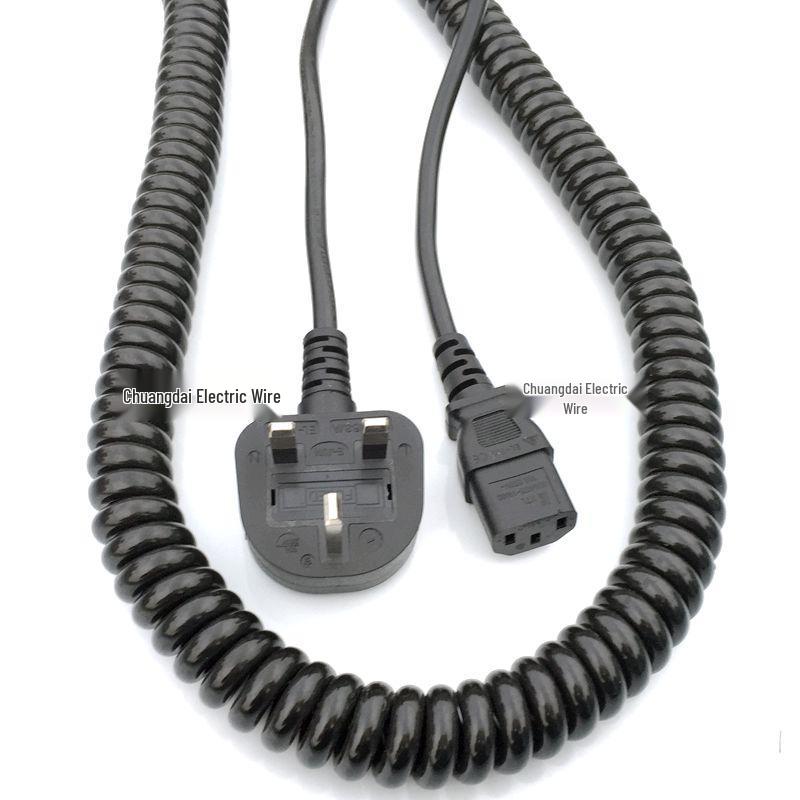 PU Spiral Spring Cable Reel with Universal Standard Power Plug Connections