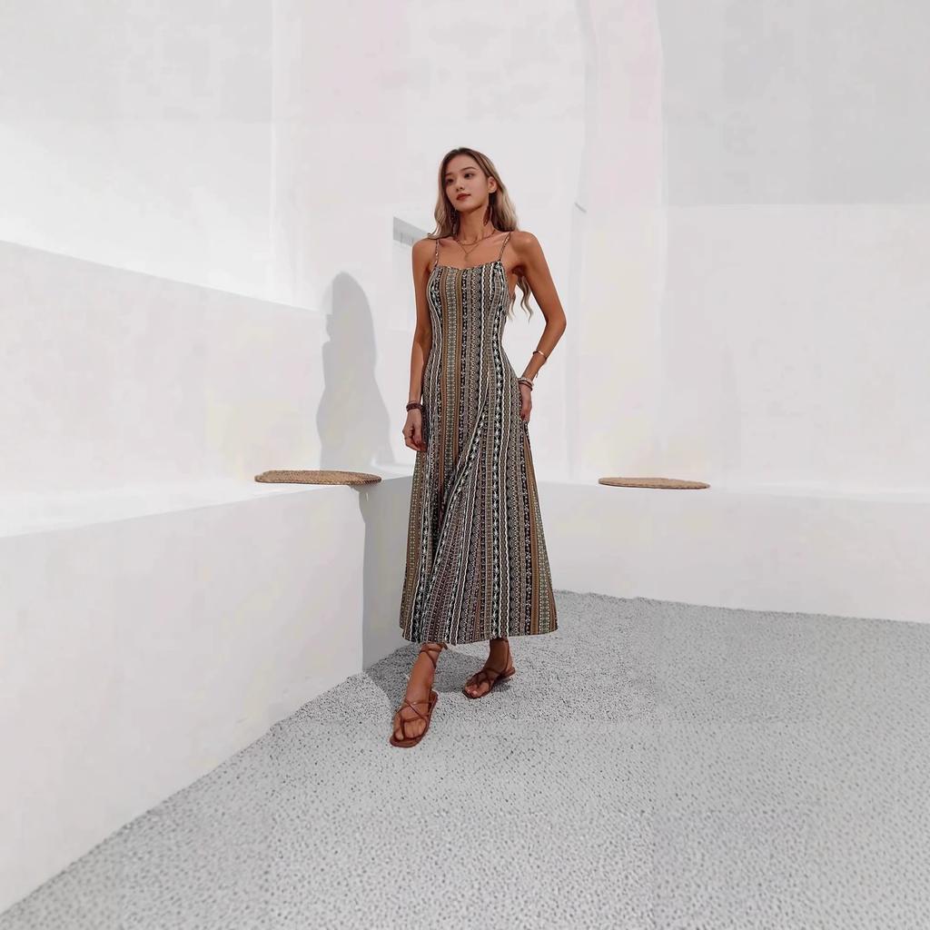 Europe, America, the new Bohemian suspender split women's dress