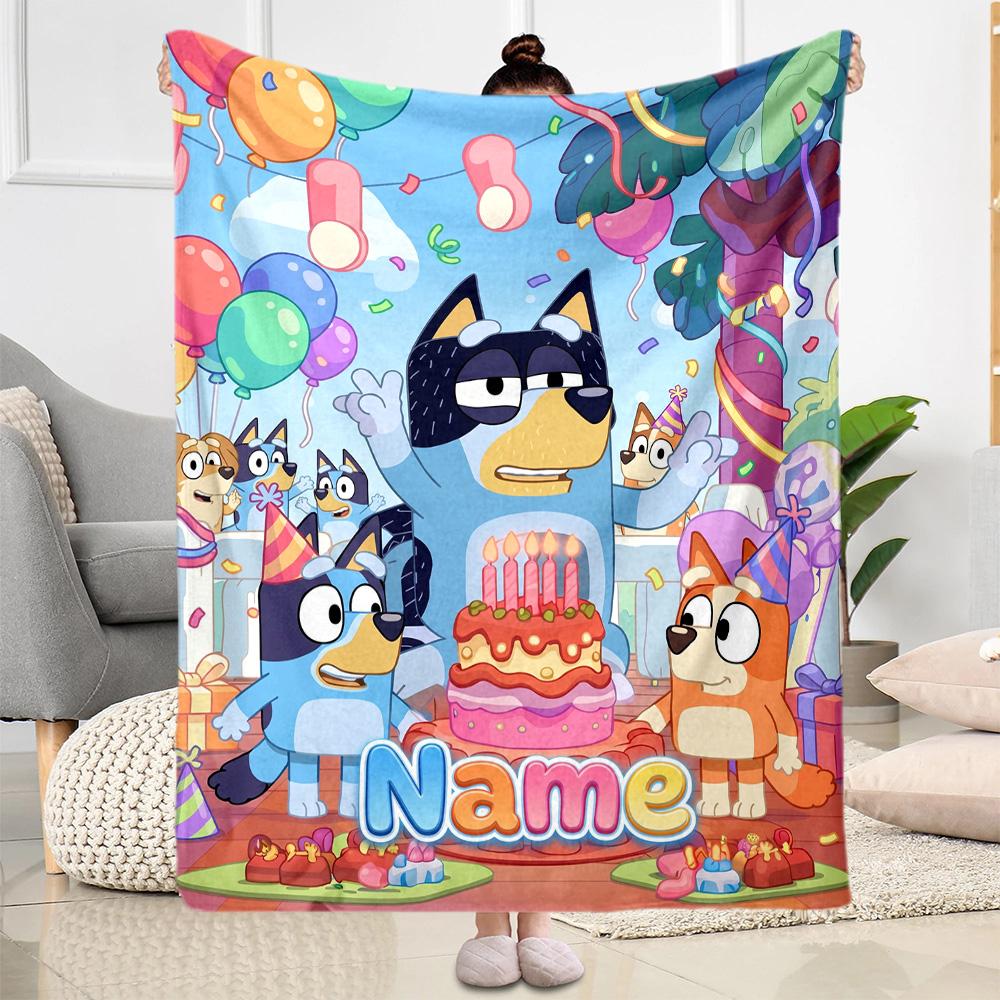 Happy Birthday Celebration Customize Your Name Blanket Gift Customizable Blanket Comfortable Suitable for Sofa Living Room Office Chair Seaside