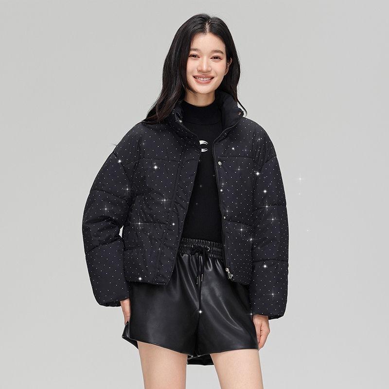 New shiny small student cotton-padded clothes, short bread clothes, cotton-padded clothes, thickened cotton-padded jackets in winter, trendy