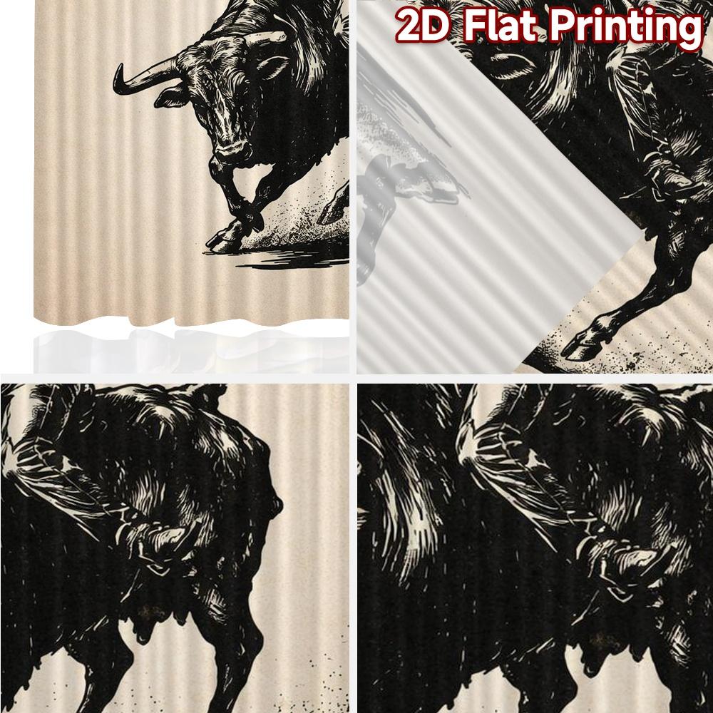 2D FLAT PRINTING 2pcs Curtains (Without Rod) Man Riding a Bull Chic Curtain Cloth Durable Polyester Curtains Easter Egg Hunt for