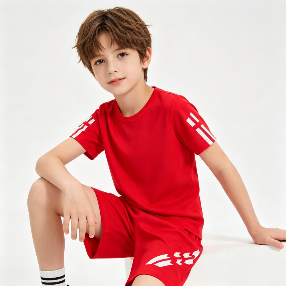 1 to 12 Years Boys Sport Suit Black Red Blue Child Boy Sportswear Football Basketball Clothes Sets T Shirt and Shorts Tracksuit
